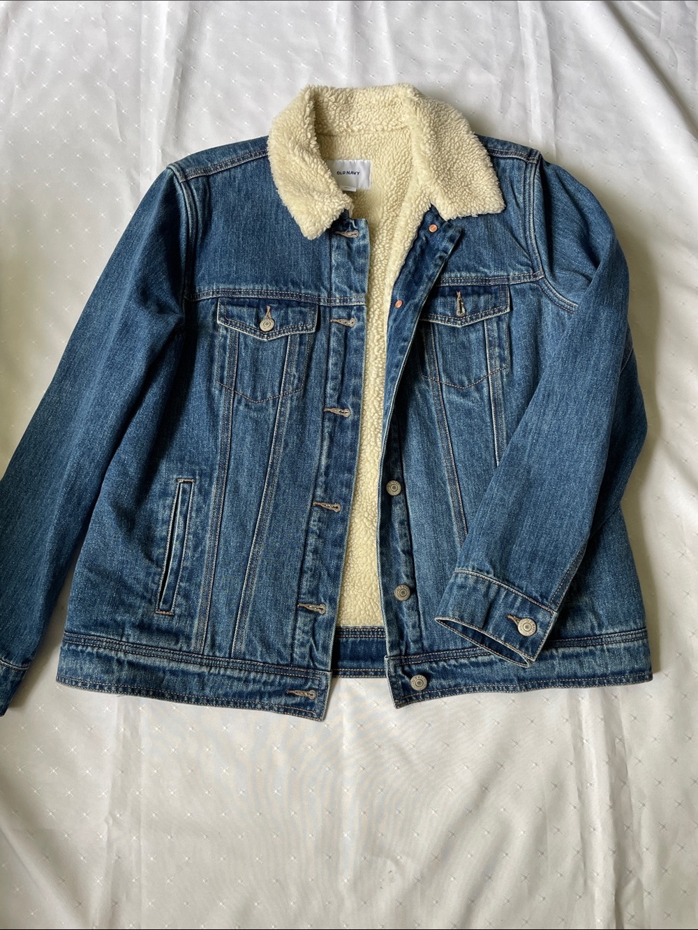 Old Navy Denim Sherpa-Lined Trucker Jacket - Blue